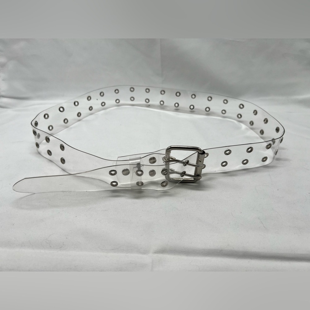 Double grommet clear plastic belt